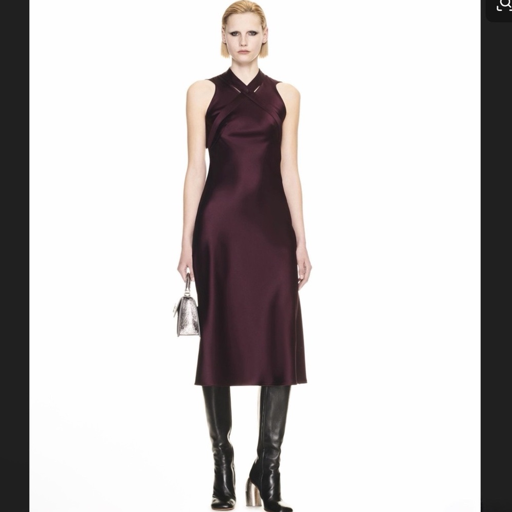 Off-White | Crossover-strap satin midi dress